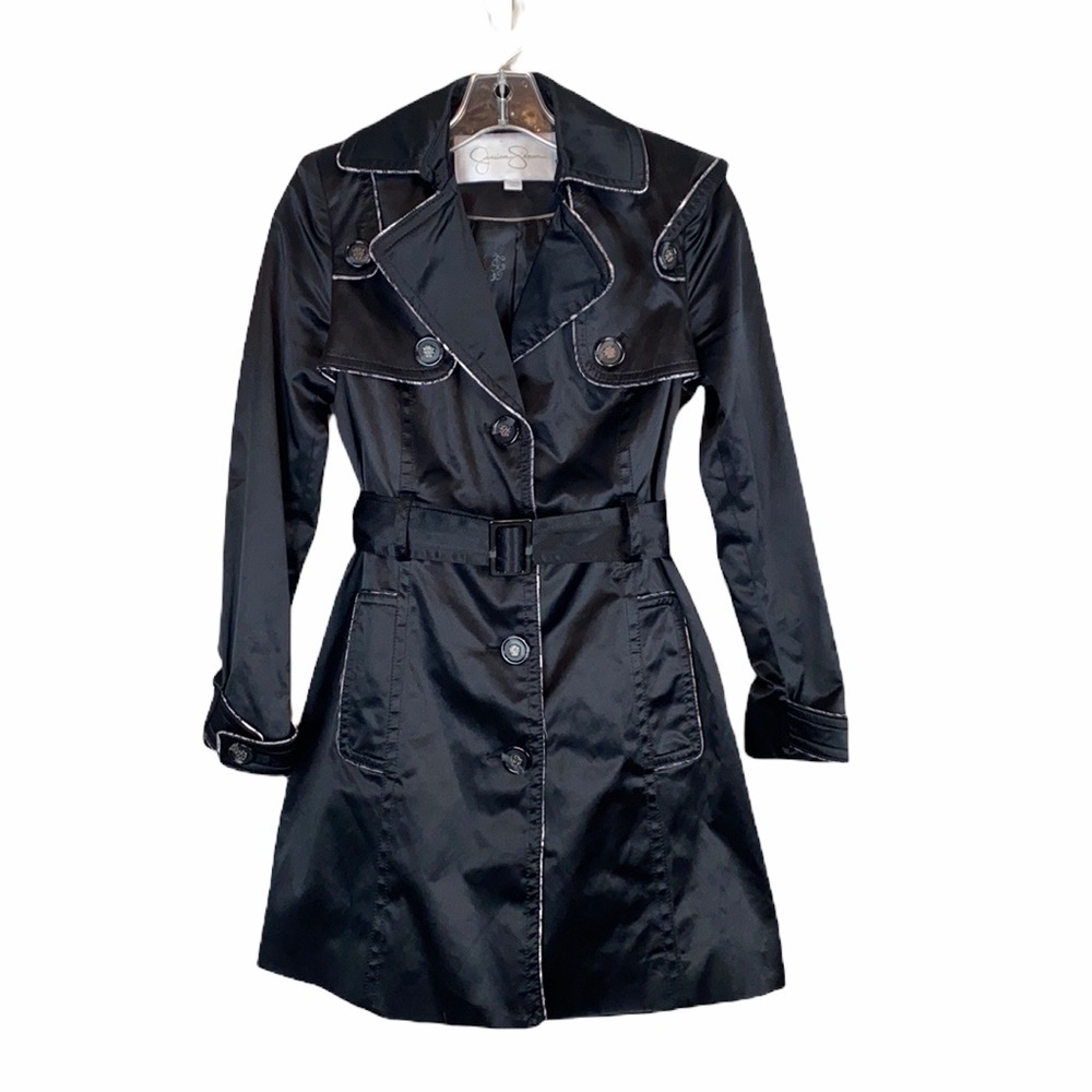 Jessica Simpson Black Trench Coat Size XS